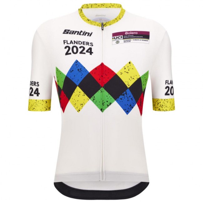 Heren Santini UCI Gravel Wereldkampioenschappen Vlaanderen 2024 Trui - Wit