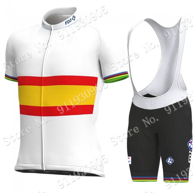 FDJ Pro Team Spanish Champion 2021 Fietskleding Fietsshirt Korte Mouw+Korte Fietsbroeken Bib 2021072860