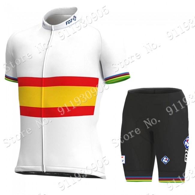 FDJ Pro Team Spanish Champion 2021 Fietskleding Fietsshirt Korte Mouw+Korte Fietsbroeken Bib 2021072861