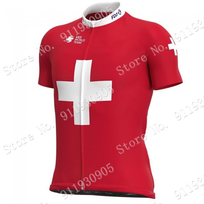 FDJ Pro Team Swiss 2021 Wielerkleding Fietsshirt Korte Mouw 2021072844