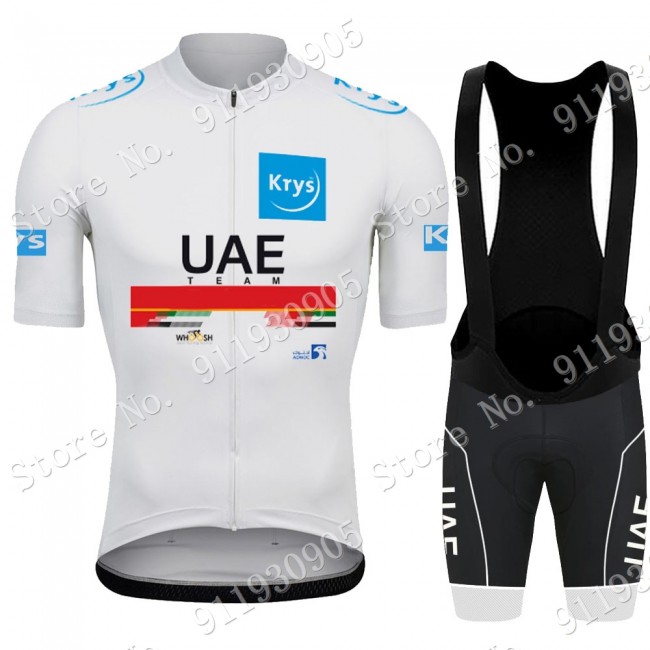 White UAE Emirates Tour De France 2021 Fietskleding Fietsshirt Korte Mouw+Korte Fietsbroeken Bib 2021072948