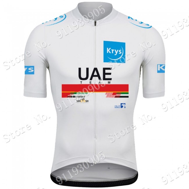 White UAE Emirates Tour De France 2021 Wielerkleding Fietsshirt Korte Mouw 2021072943