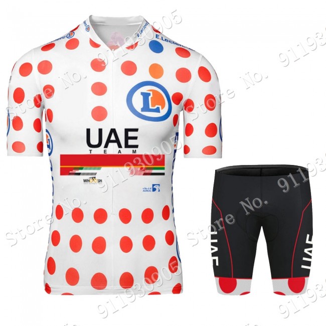 Polka Dot UAE Emirates Tour De France 2021 Fietskleding Fietsshirt Korte Mouw+Korte Fietsbroeken Bib 2021072963