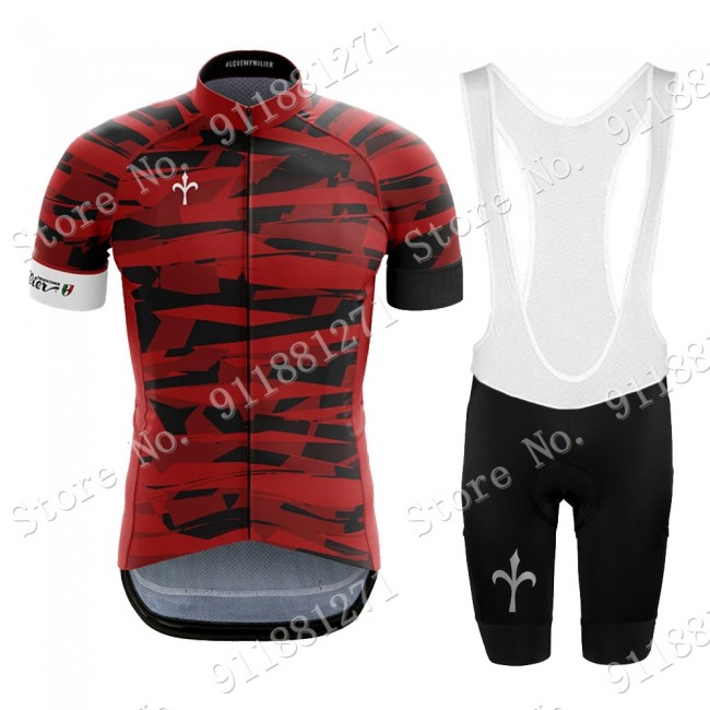 Wilier Vibes 20 2021 Fietskleding Fietsshirt Korte Mouw+Korte Fietsbroeken Bib rood 2021081541