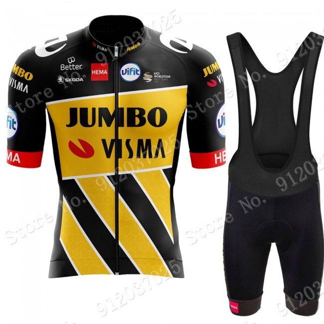 New Style Jumbo Visma 2021 Team Fietskleding Fietsshirt Korte Mouw+Korte Fietsbroeken Bib 2021062655