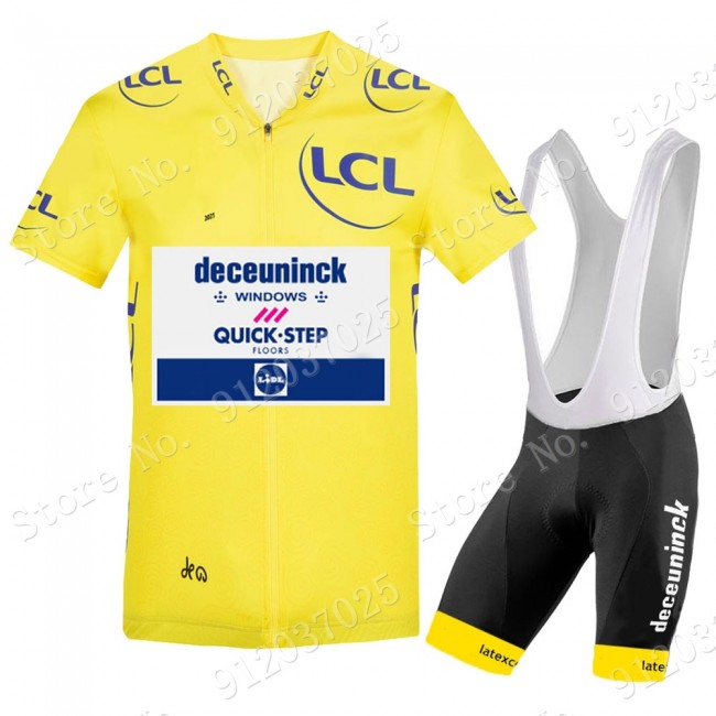 Yellow Deceuninck quick step Tour De France 2021 Team Fietskleding Fietsshirt Korte Mouw+Korte Fietsbroeken 2021062770