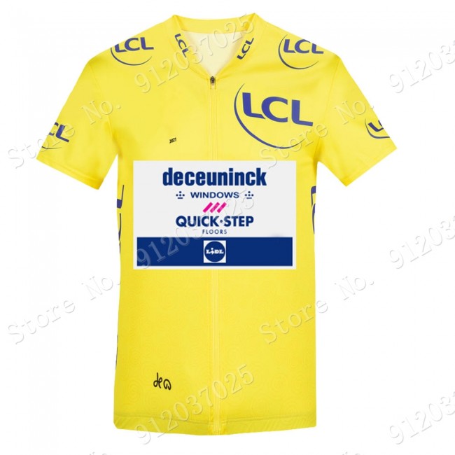 Yellow Deceuninck quick step Tour De France 2021 Team Wielerkleding Fietsshirt Korte Mouw 2021062769