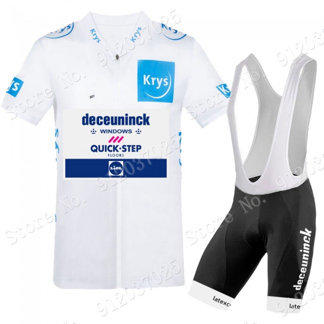 White Deceuninck quick step Tour De France 2021 Team Fietskleding Fietsshirt Korte Mouw+Korte Fietsbroeken 2021062773