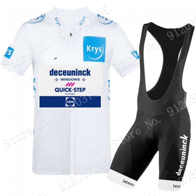 White Deceuninck quick step Tour De France 2021 Team Fietskleding Fietsshirt Korte Mouw+Korte Fietsbroeken Bib 2021062774