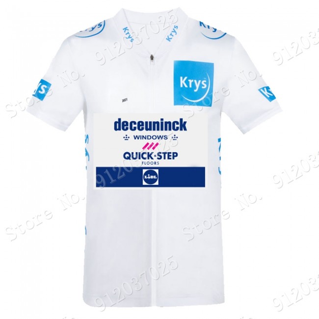 White Deceuninck quick step Tour De France 2021 Team Wielerkleding Fietsshirt Korte Mouw 2021062772