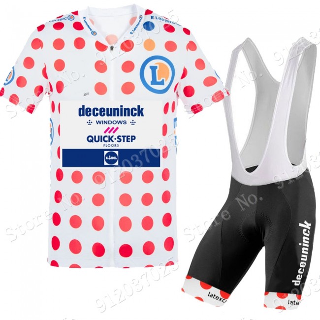 Polka Dota Deceuninck quick step Tour De France 2021 Team Fietskleding Fietsshirt Korte Mouw+Korte Fietsbroeken 2021062776