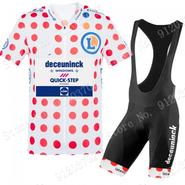 Polka Dota Deceuninck quick step Tour De France 2021 Team Fietskleding Fietsshirt Korte Mouw+Korte Fietsbroeken Bib 2021062777