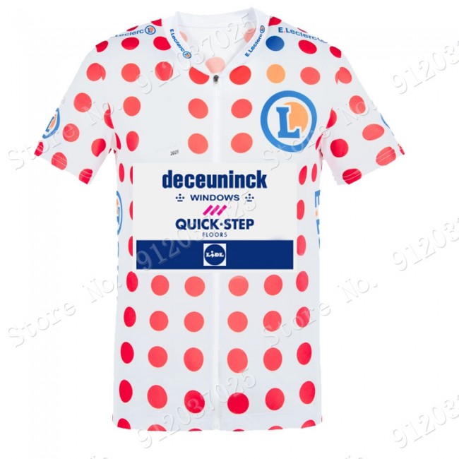 Polka Dota Deceuninck quick step Tour De France 2021 Team Wielerkleding Fietsshirt Korte Mouw 2021062775