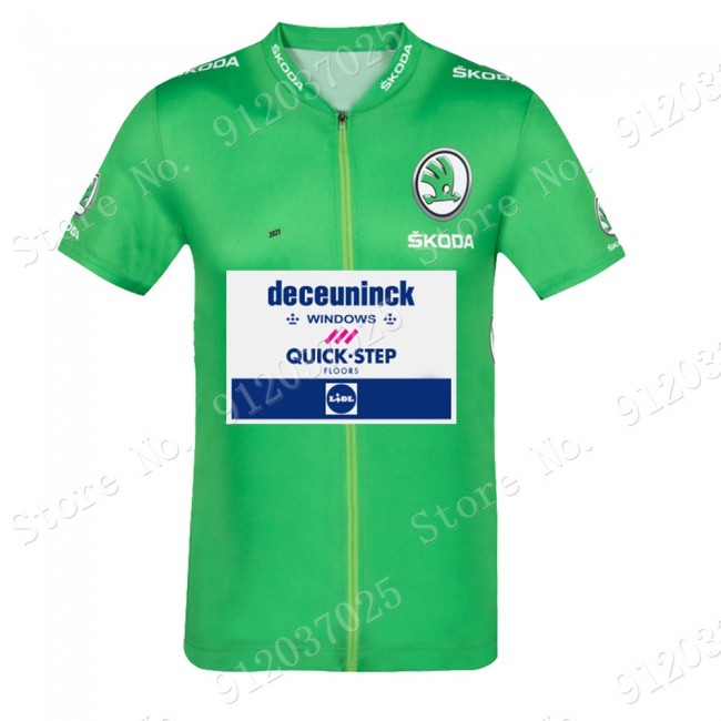 Green Deceuninck quick step Tour De France 2021 Team Wielerkleding Fietsshirt Korte Mouw 2021062766