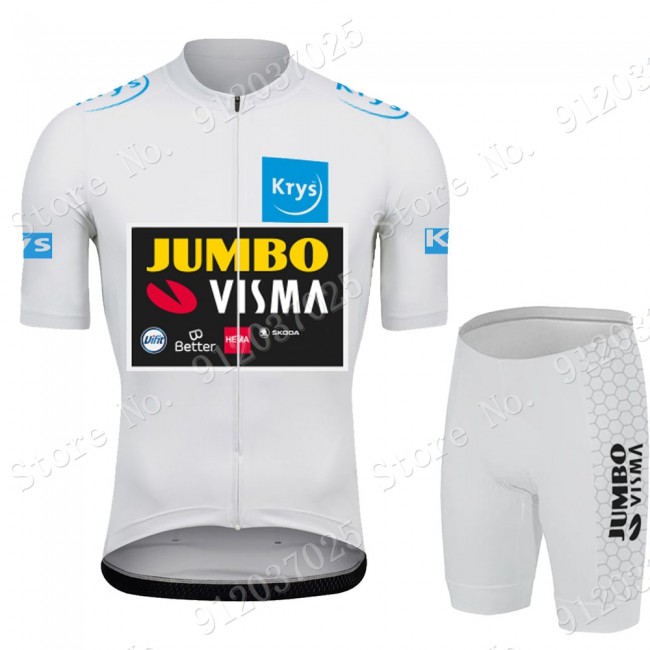 White Jumbo Visma Tour De France 2021 Team Fietskleding Fietsshirt Korte Mouw+Korte Fietsbroeken Bib 2021062731