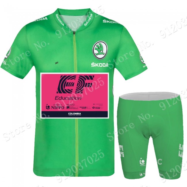 Green EF Education Frist Tour De France 2021 Team Fietskleding Fietsshirt Korte Mouw+Korte Fietsbroeken 2021062740