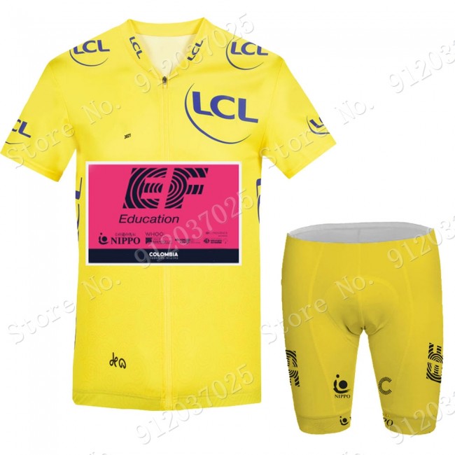 Yellow EF Education Frist Tour De France 2021 Team Fietskleding Fietsshirt Korte Mouw+Korte Fietsbroeken 2021062745
