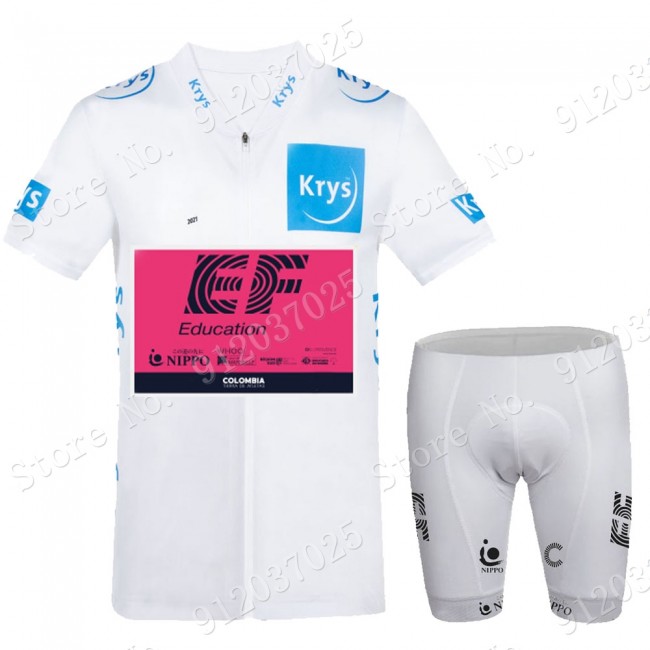 White EF Education Frist Tour De France 2021 Team Fietskleding Fietsshirt Korte Mouw+Korte Fietsbroeken 2021062750