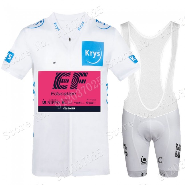 White EF Education Frist Tour De France 2021 Team Fietskleding Fietsshirt Korte Mouw+Korte Fietsbroeken Bib 2021062751