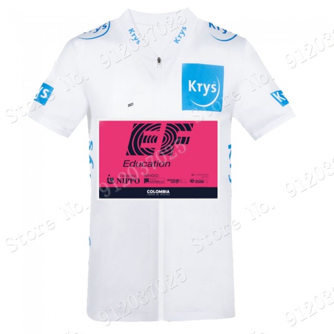 White EF Education Frist Tour De France 2021 Team Wielerkleding Fietsshirt Korte Mouw 2021062747