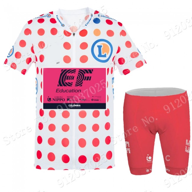 Polka Dot EF Education Frist Tour De France 2021 Team Fietskleding Fietsshirt Korte Mouw+Korte Fietsbroeken 2021062755