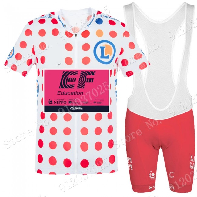Polka Dot EF Education Frist Tour De France 2021 Team Fietskleding Fietsshirt Korte Mouw+Korte Fietsbroeken Bib 2021062756