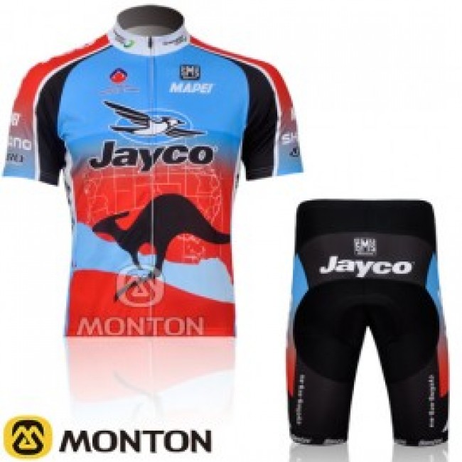 JAYCO Pro Team Fietsshirt Korte mouw Korte fietsbroeken met zeem Kits blauw rood 260