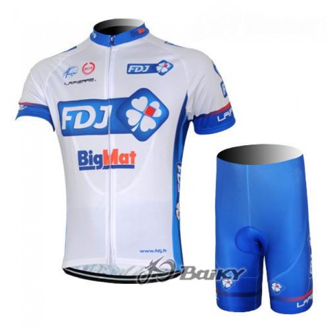 FDJ-BigMatFietspakken Fietsshirt Korte+Korte fietsbroeken zeem wit blauw 4077