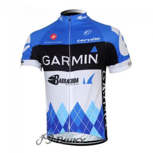 2012 Garmin Barracuda Fietsshirt Korte mouw wit blauw 3845