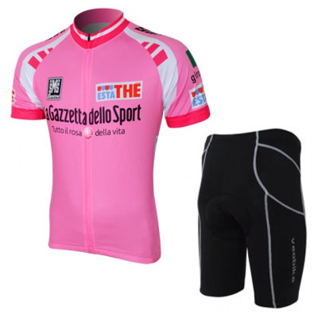 2012 Giro d-Italia Fietsshirt Korte mouw+Korte fietsbroeken met zeem Kits roze zwart 593