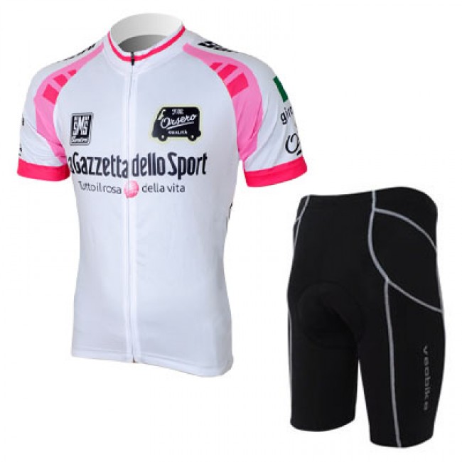 2012 Giro d-Italia Fietsshirt Korte mouw+Korte fietsbroeken met zeem Kits wit zwart 594
