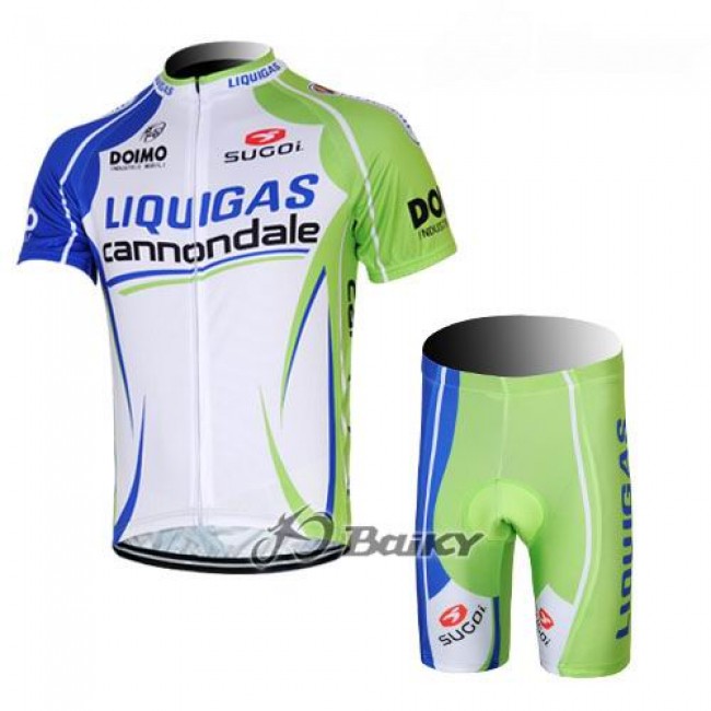 2012 Liquigas Cannondale Fietsshirt Korte mouw+Korte fietsbroeken met zeem Kits groen wit 4035