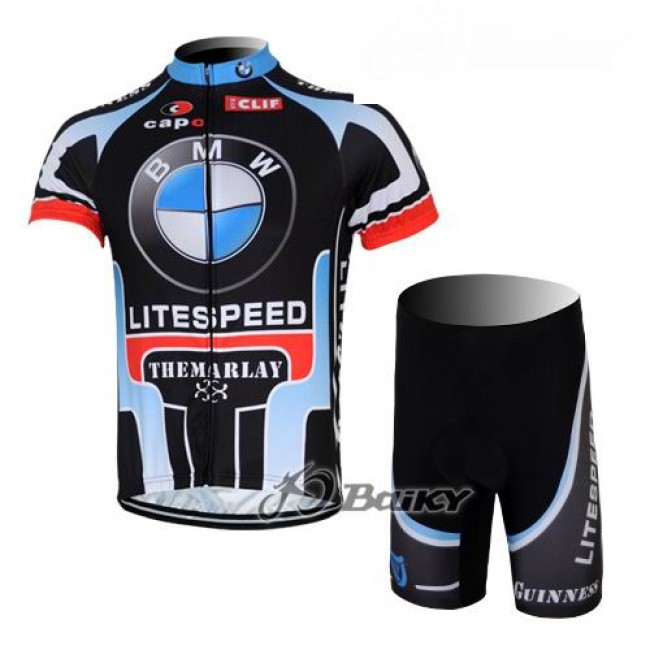 Litespeed BMW Fietsshirt Korte mouw+Korte fietsbroeken met zeem Kits blauw zwart 4101