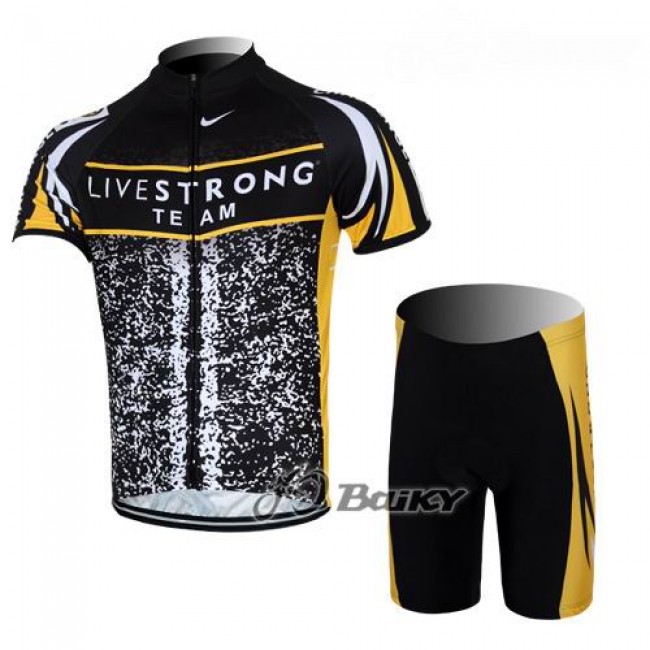 2012 LiveStrong Challenge Fietsshirt Korte mouwKorte fietsbroeken met zeem Kits zwart geel 4038