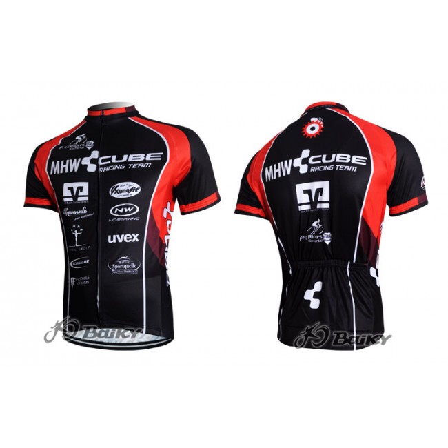 2012 MHW Cube Racing Team Fietsshirt Korte mouwrood zwart 3853