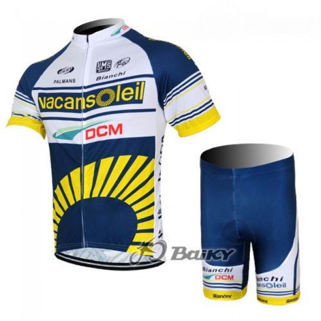 Vacansoleil-DCM Fietsshirt Korte mouwKorte fietsbroeken met zeem Kits wit blauw geel 4160