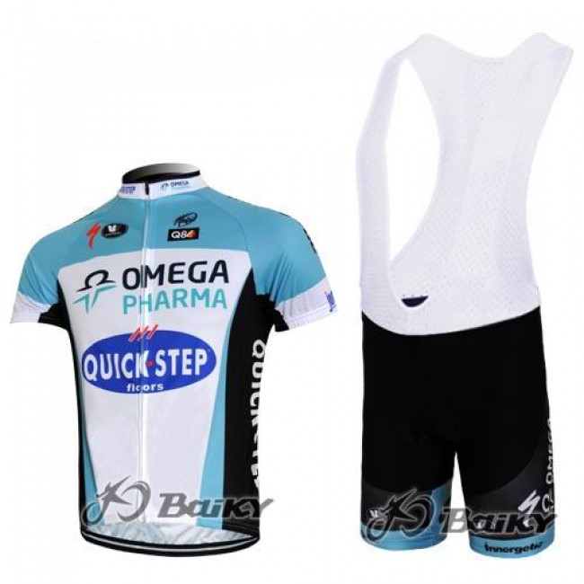 Omega Pharma-Quick Step Fietsshirt Korte mouw Korte fietsbroeken Bib met zeem Kits wit blauw 4285