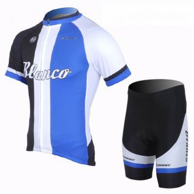 2013 Blanco Giant Fietsshirt Korte mouw+Korte fietsbroeken met zeem Kits blauw wit zwart 4000