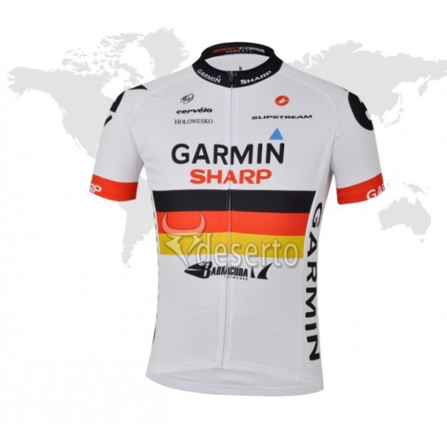 2013 Garmin Sharp Barracuda Duits kampioen Fietsshirt Korte mouw wit 3798