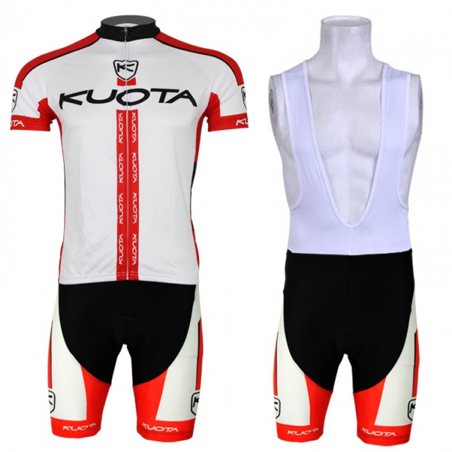 2013 KUOTA Fietspakken Fietsshirt Korte+Korte koersbroeken Bib wit rood 647