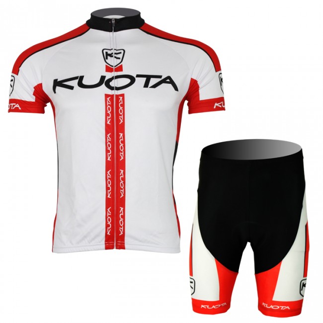 2013 KUOTA Fietsshirt Korte mouw+Korte fietsbroeken met zeem Kits wit rood 4018