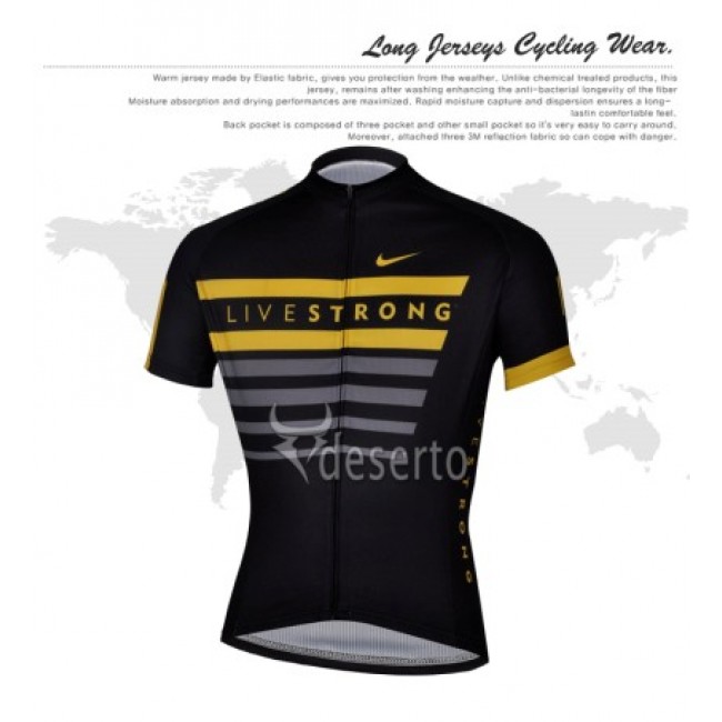 2013 Livestrong Fietsshirt Korte mouw zwart geel 668