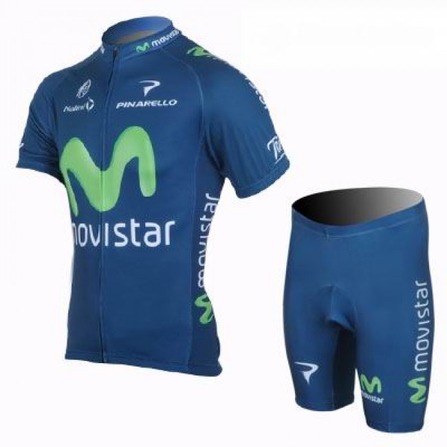 2013 Movistar Team Fietsshirt Korte mouw+Korte fietsbroeken met zeem Kits blauw 4008