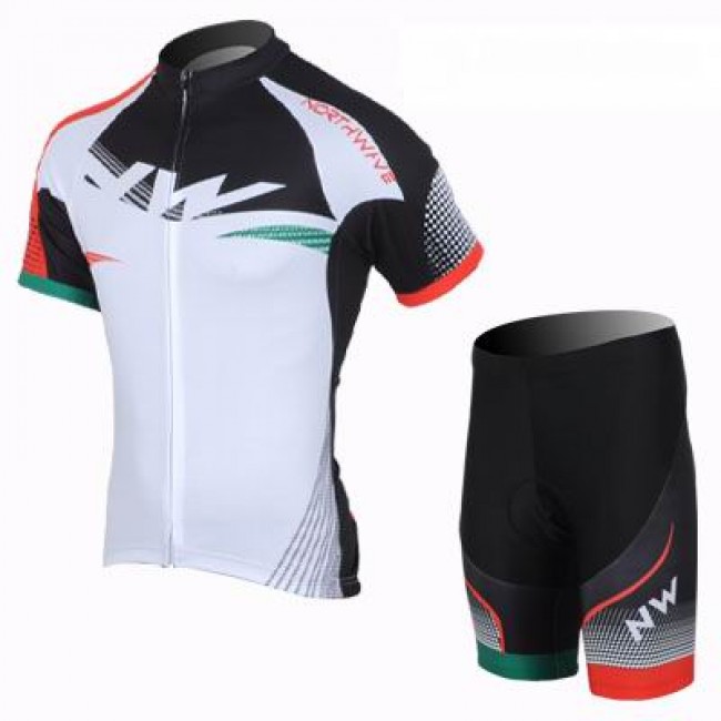 2013 Northwave Fietsshirt Korte mouw+Korte fietsbroeken met zeem Kits wit rood 688