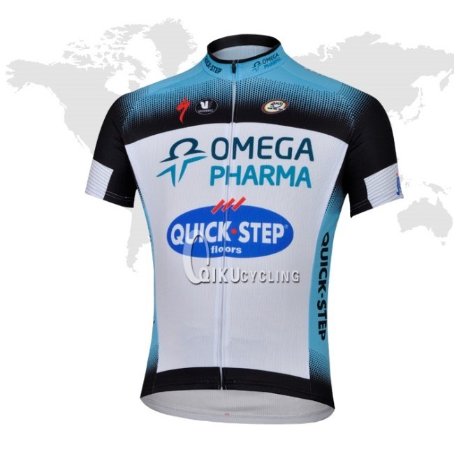 2013 Omega Pharma Quick Step Fietsshirt Korte mouw wit zwart 3812