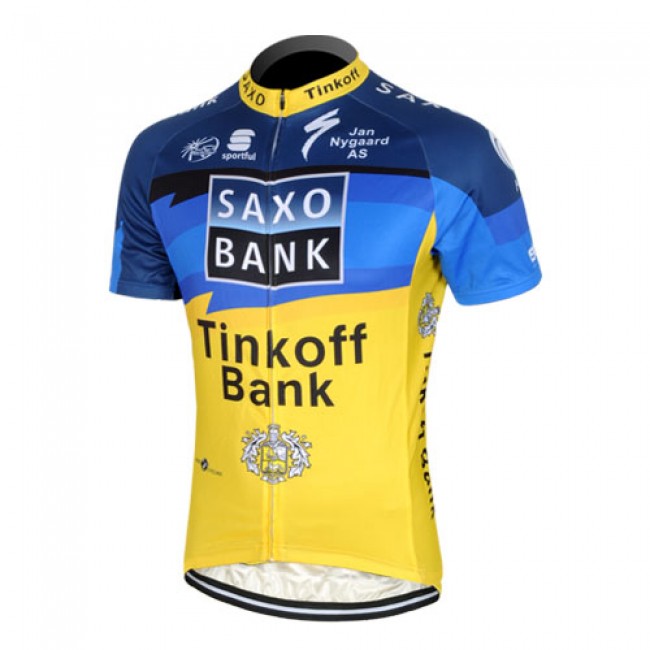 2013 Saxo Bank Tinkoff Pro Team Fietsshirt Korte mouw blauw geel 3819