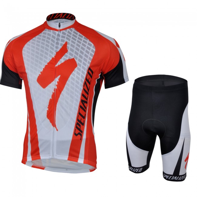 2013 Specialized Fietsshirt Korte mouw+Korte fietsbroeken met zeem Kits wit rood zwart 749