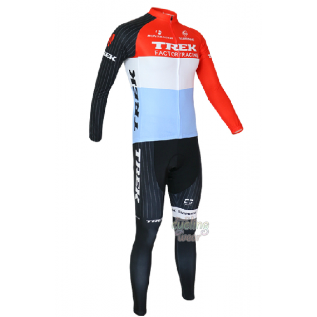 2014 Trek Factory Racing Fietskleding Fietsshirt lange mouw+lange fietsbroeken Rood Wit 1404