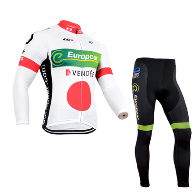 Europcar 2014 Fietskleding Fietsshirt lange mouw+lange fietsbroeken Zwart Wit Rood Groen 1221