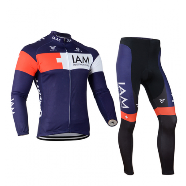 2014 IAM Scott Fietskleding Fietsshirt lange mouw+lange fietsbroeken Blauw 1252